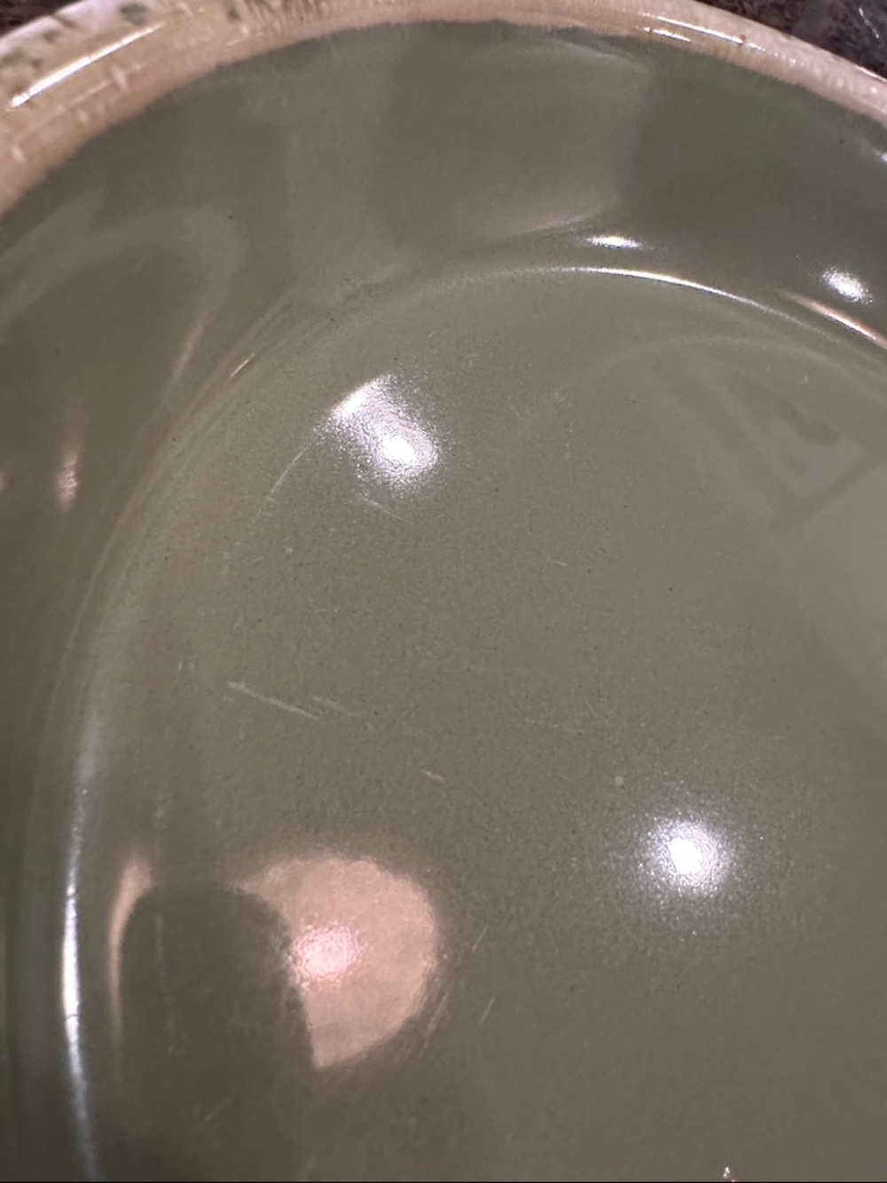 Vintage Hull Oven-Proof Ceramic pie plate in Olive Green - Picture 4 of 5